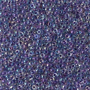 Miyuki Seed Beads 11/0 Amethyst Lined Crystal AB 11-274 24g Tube Glass Size 11 Color Lined Beads, Rocaille, Japanese Seed Beads