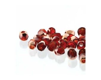 True2 Czech Firepolish Beads 18150 (600), Siam Red Capri Gold, 2mm Beads, Tiny Round Glass Beads, Faceted Glass Beads, Precoisa Beads