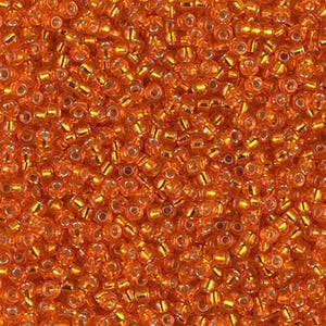 Miyuki Seed Beads 11/0 Silver Lined Orange 11-8 23g, Round Seed Beads, Glass Seed Beads, Size 11 Seed Beads, Japanese Seed Beads