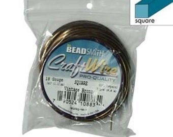 Square 18 gauge Vintage Bronze Color Wire 7yd 41588 , Beadsmith Wire, Square Jewelry Wire, Craft Wire, 21 Gauge Square Wire, Vintage Wire