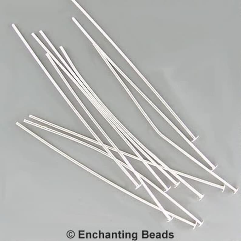 3 inch 21ga Silver-Plated Headpins 42975 (144) 21 gauge Silver Head Pins, Jewelry Findings, Head Pin Wire, Thick Head Pins, Long Head Pins image 1