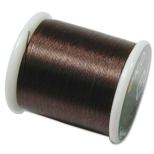 K.O. Beading Thread, Dark Brown Japanese Beading Thread 43333 55yd, KO Beading Thread, Size B Beading Thread, Pre-Waxed Nylon 330dtex
