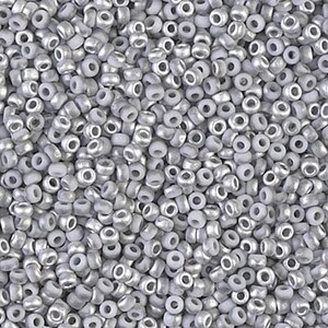 Miyuki Seed Beads 11/0 Matte Opaque Labrador 11-4558 24g, Gray Round Seed Beads, Glass Seed Beads, Size 11 Seed Beads, Japanese Seed Beads