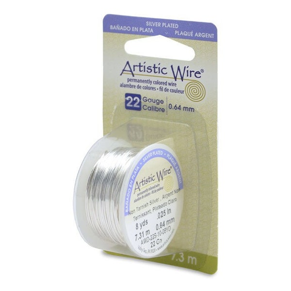 Artistic Wire 22 Gauge Tarnish Resistant Silver 43117 Dispenser 8yds Round Wire, Jewelry Wire, Craft Wire, Silver Plated Wire, Wire Wrapping