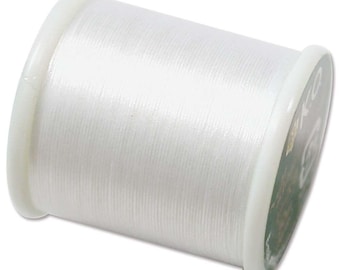 K.O. Beading Thread, White Japanese Beading Thread 43320 55 yds, KO Beading Thread, Size B Beading Thread, Pre-Waxed Nylon Beading Thread,