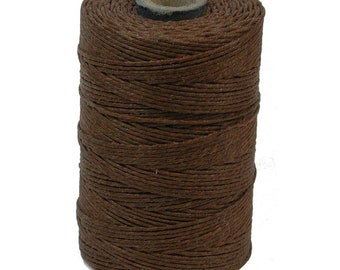 Irish Waxed Linen Thread Walnut Brown 43662 (50gr, 100yds), Crawford Irish Waxed Linen Cording, 4-Ply Waxed Linen, Linen Jewelry Cord