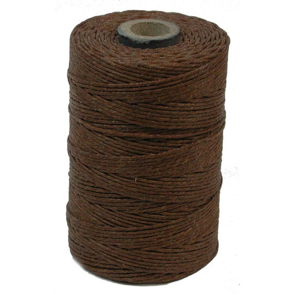 Irish Waxed Linen Thread Walnut Brown 43662 (50gr, 100yds), Crawford Irish Waxed Linen Cording, 4-Ply Waxed Linen, Linen Jewelry Cord