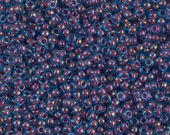 Miyuki Seed Beads 11/0 Fuchsia Lined Aqua 11-346 24g Japanese Seed Beads, 11/0 Seed Beads, Glass Seed Beads, Rocaille Seed Beads