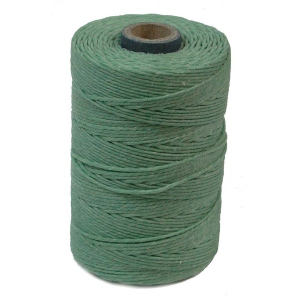 Irish Waxed Linen Thread Sage Green 43689 (50gr, 100yds), Crawford Irish Waxed Linen Cording, 4-Ply Waxed Linen, Linen Jewelry Cord