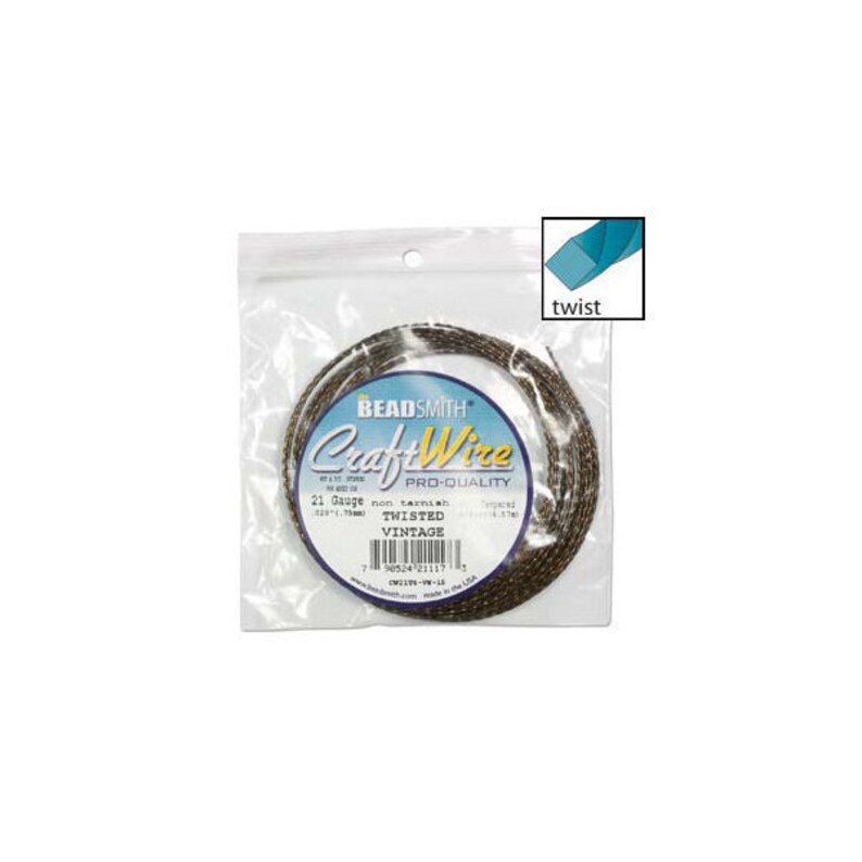 Craft Wire 21 Gauge Twisted Wire Twisted Square 21 gauge Vintage Bronze Color Wire 15feet 41803 Beadsmith Wire Bronze Wire Jewelry Wire