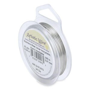 Artistic Wire 24 gauge Stainless Steel 41892 Round Wire, Jewelry Wire, Craft Wire, Stainless Steel Wire, Half Hard Temper Wire