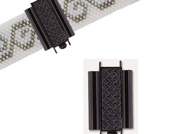BeadSlide Clasp for Seed Beads 45012 (1) Crosshatch 18mm Black Clasp, Bead Slide Clasp, Clasp for Beadweaving, Slider Clasp