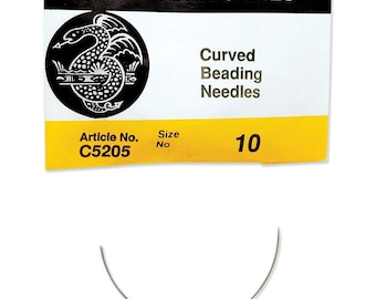 John James Curved English Beading Needles 43268 (25), Size 10 Beading Needle, Curved Sewing Needle, Bulk Beading Needle, John James Needle