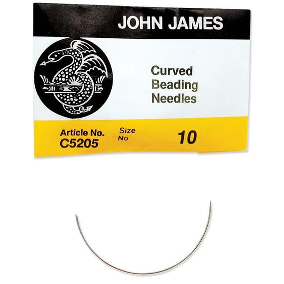 John James Curved English Beading Needles 43268 (25), Size 10 Beading Needle, Curved Sewing Needle, Bulk Beading Needle, John James Needle