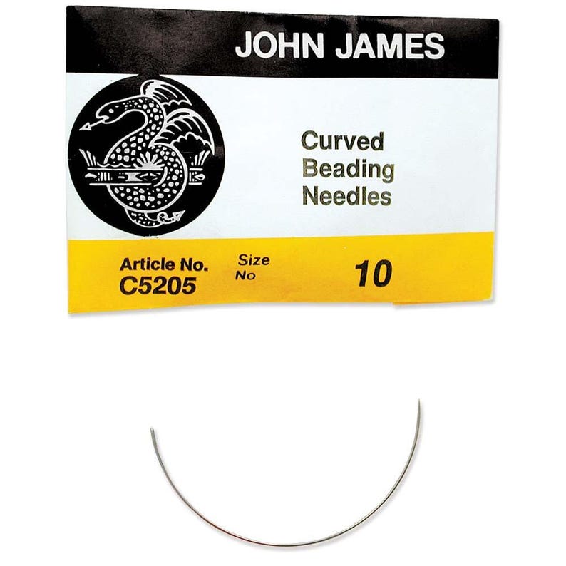 John James Curved English Beading Needles 43268 (25), Size 10 Beading Needle, Curved Sewing Needle, Bulk Beading Needle, John James Needle image 1