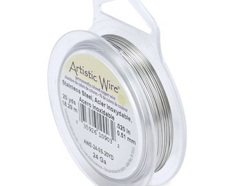 Artistic Wire 24 gauge Stainless Steel 41892 Round Wire, Jewelry Wire, Craft Wire, Stainless Steel Wire, Half Hard Temper Wire