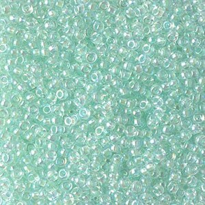 Miyuki Seed Beads 11/0 Lt Mint Lined Crystal AB 11-271 24g, Round Seed Beads, Glass Seed Beads, Size 11 Seed Beads, Japanese Seed Beads
