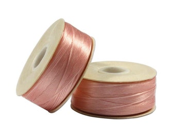 Nymo Beading Thread Size B Pink 43910 (2 bobbins) Pink Nymo Beadwork Thread, Sewing Thread, Needleweaving Thread Needlework Thread