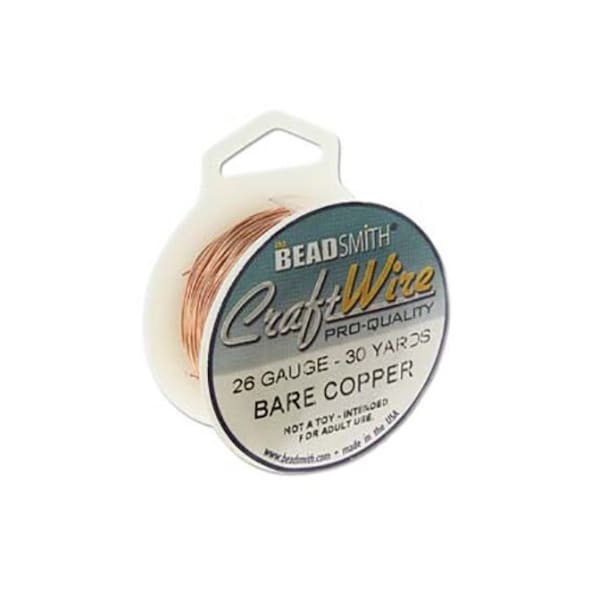 Bare Copper Wire Beadsmith 26 gauge 43842 (30yd Spool), Beadsmith Wire, Round Jewelry Wire, Copper Craft Wire, Jewelry Supplies, 26ga Wire
