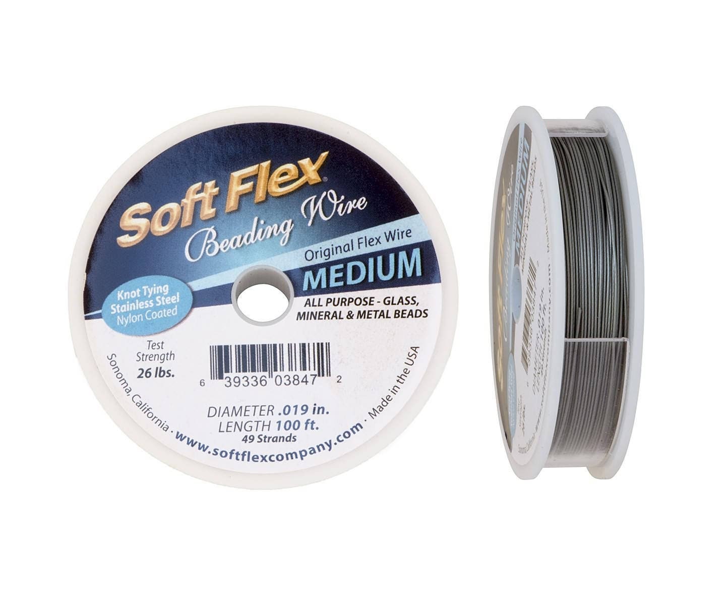 Soft Flex Beading Wire .019 Inch 100 Foot Satin Silver Medium