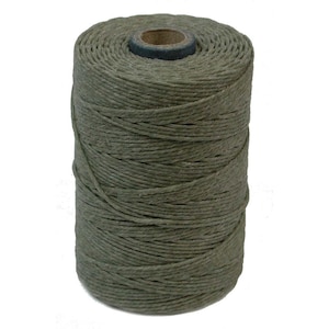 Irish Waxed Linen Thread Olive Green 43684 (50gr, 100yds), Crawford Irish Waxed Linen Cording, 4-Ply Waxed Linen, Green Linen Jewelry Cord