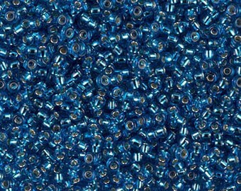 Miyuki Seed Beads 11/0 Silver-Lined Capri Blue 11-25 24g Blue Seed Beads, Japanese Seed Beads, Rocaille Beads, Glass Beads, 2mm Blue Beads