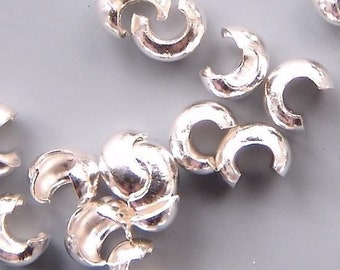 Small 3mm Crimp Covers Sterling Silver 43042 (20) .925 Crimp Covers, Soft Flex Crimp Covers, SoftFlex Covers, Sterling Silver Covers