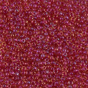 Miyuki Seed Beads 11/0 Dark Pink Lined Amber 11-363 24g Japanese Seed Beads, Size 11 Seed Beads, Glass Seed Beads, Rocaille Seed Beads