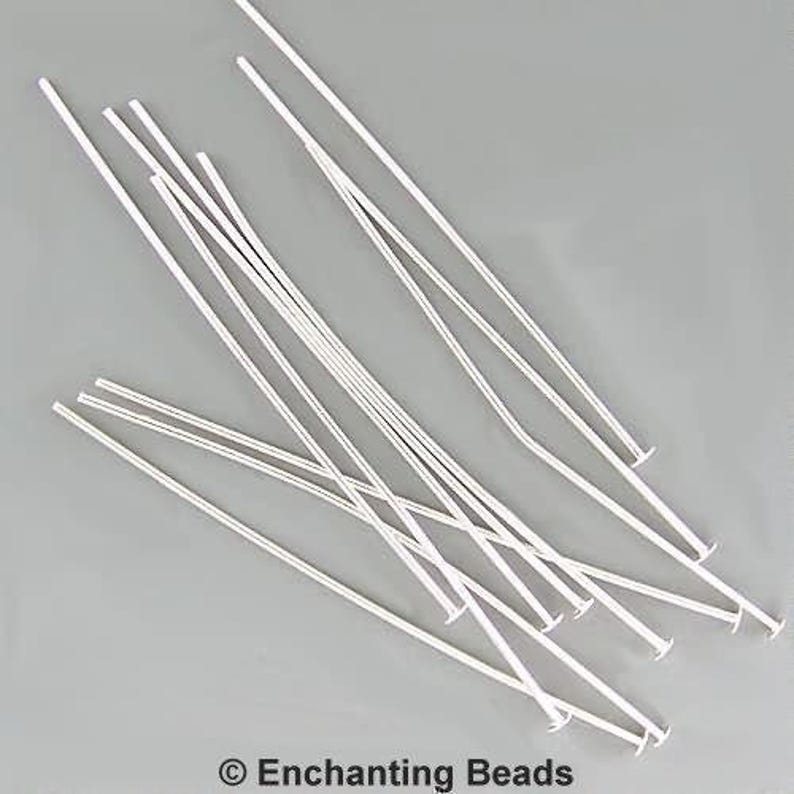 4 inch 21ga Silver-Plated Headpins 42978 (144) 21 gauge Silver Head Pins, Jewelry Findings, Head Pin Wire, Thick Head Pins, Long Head Pins image 1