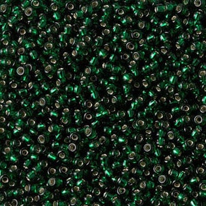 Miyuki Seed Beads 11/0 Silver-Lined Dark Emerald 11-27 24g Japanese Seed Beads, Size 11  Green Seed Beads, Silver Lined Seed Beads