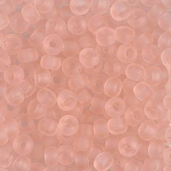 Miyuki Round Seed Beads 6/0 Transparent Matte Pale Pink AB #155FR