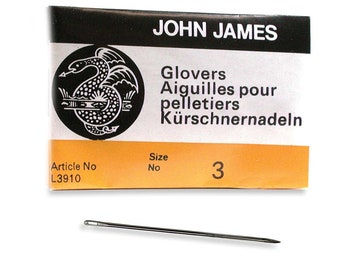 John James Glovers Needles Size 3 43607 Size 3 Leather Needles, Glovers Bulk Pack Needle, Craft Needles, John James Needle L3910