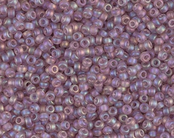 Miyuki Seed Beads 11/0 Matte Transparent Lt Amethyst AB 11-142FR 23g, Purple Seed Bead, Glass Seed Bead, Size 11 Seed Bead, Japanese Seed