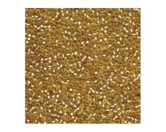 Miyuki Seed Beads 11/0 Semi-Matte Silver-Lined Gold 11-1902 23g, Round Seed Beads, Glass Seed Beads, Size 11 Seed Beads, Japanese Seed Beads