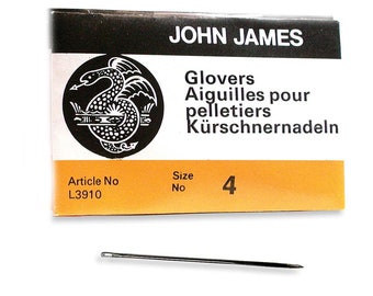 John James Glovers Needles Size 4 43601 Size 4 Leather Needles, Glovers Bulk Pack Needle, Craft Needles, John James Needle L3910