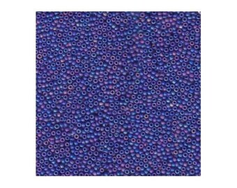 Miyuki Seed Beads 15/0 15-414FR Matte Opaque Cobalt Blue AB  8.2g, Round Seed Beads, Glass Seed Beads, Size 15 Seed Bead, Japanese Seed Bead