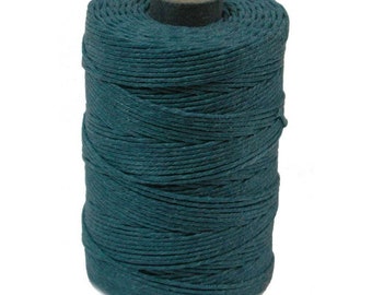 Irish Waxed Linen Thread Teal Green 43675 (50gr, 100yds), Crawford Irish Waxed Linen Cording, 4-Ply Waxed Linen, Linen Jewelry Cord