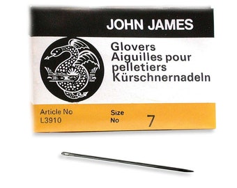 John James Glovers Needles Size 7 43609 Size 7 Leather Needles, Glovers Bulk Pack Needle, Craft Needles, John James Needle L3910