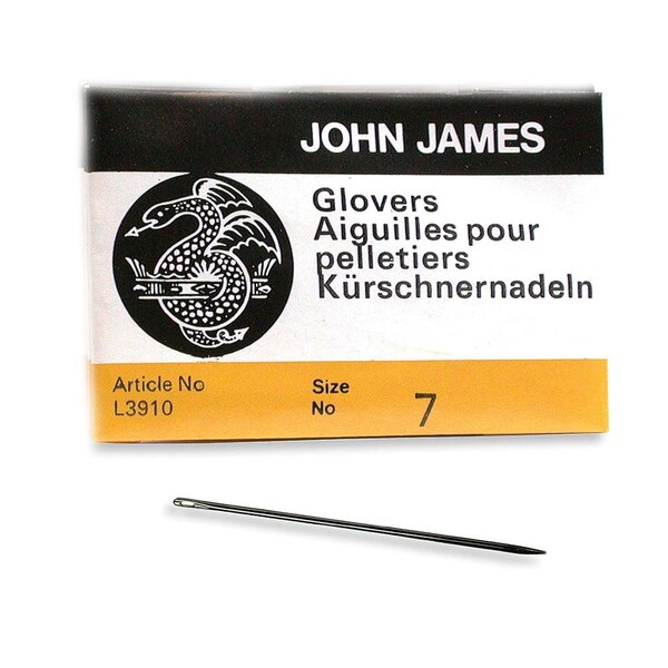 John James Glovers Needles Size 7 43609 Size 7 Leather Needles, Glovers Bulk Pack Needle, Craft Needles, John James Needle L3910