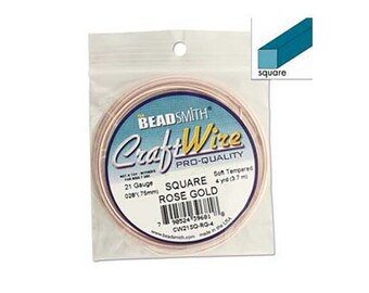 Square 21 gauge Rose Gold Color Wire 4yd 43446 , Rose Gold Craft Wire, Copper Jewelry Wire, Square Wire, Beadsmith Wire