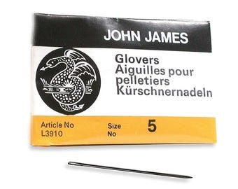 John James Glovers Needles Size 5 43608 Size 5 Leather Needles, Glovers Bulk Pack Needle, Craft Needles, John James Needle L3910