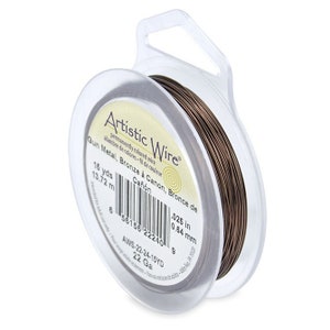 Artistic Wire 22 Gauge Antique Brass 41112 Round Wire, Antique Brass Wire, Dead Soft Temper Wire, Artistic Wire