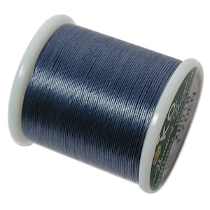 K.O. Beading Thread, Denim Blue Japanese Beading Thread 43325 55 yd, KO Bead Thread, Size B Beading Thread, Pre-Waxed Nylon Beading Thread