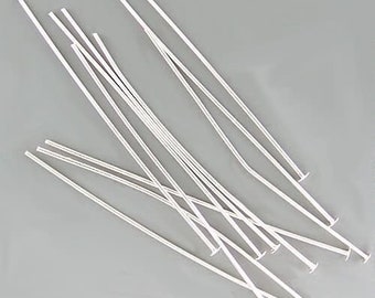 4 inch 21ga Silver-Plated Headpins 42978 (144) 21 gauge Silver Head Pins, Jewelry Findings, Head Pin Wire, Thick Head Pins, Long Head Pins