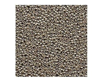 Miyuki Seed Beads 15/0 Lt Smokey Pewter 15-4221 8.2g, Duracoat Galvanized Round Seed Beads, Glass Seed Beads, Japanese 15/0 Seed Beads