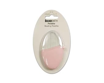 Pebbles English Beading Needles and Case 43267 , Size 12 Needles, Flip Top Needle Case, Pink Needle Storage Case, Beading Supply