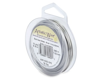 Artistic Wire 18 gauge Stainless Steel 41885 Round Wire, Jewelry Wire, Craft Wire, Stainless Steel Wire, Wire Wrapping Half Hard Temper Wire