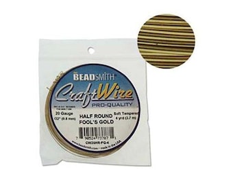 Half Round  20ga Fool's Gold Wire 43654 , Beadsmith Wire, Fool's Gold Jewelry Wire, Craft Wire Half Round Wire, Fool's Gold Wire