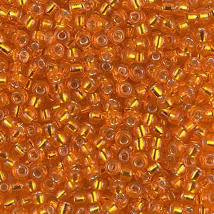 Miyuki Seed Beads 8/0 Silver-Lined Orange 8-8 Glass Beads, 22g Tube of Beads, Size 8 Seed Beads, Orange Seed Beads, Rocaille Seed Beads