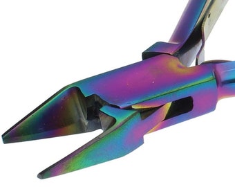 Chroma Flush Cutter Pliers 55225 Beadsmith Rainbow Side Cutter Pliers, Beadsmith Pliers, Jewelry Making Pliers Rainbow Titanium Coated Plier